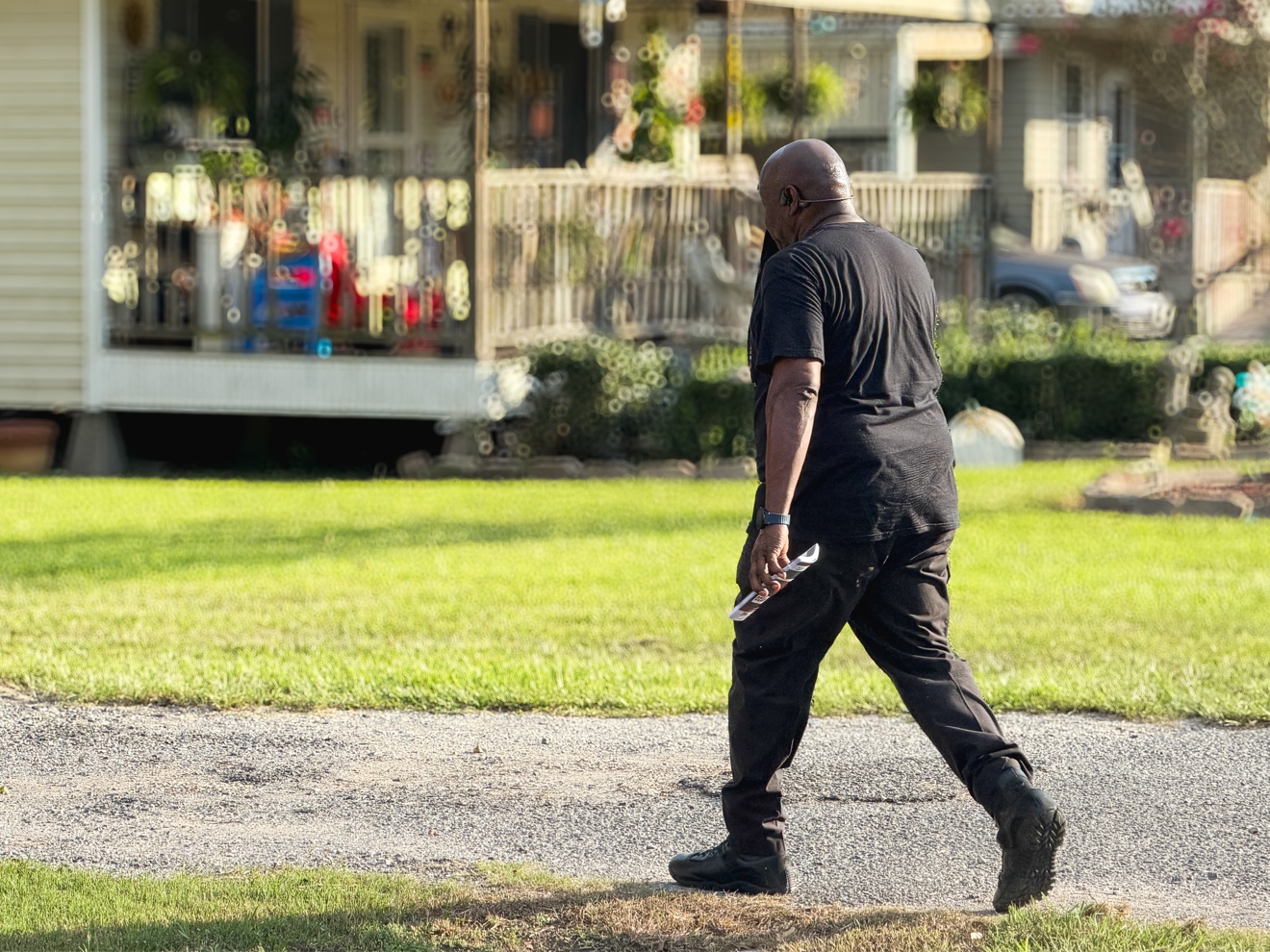 Hubert Augustine walking door to door in Breaux Bridge